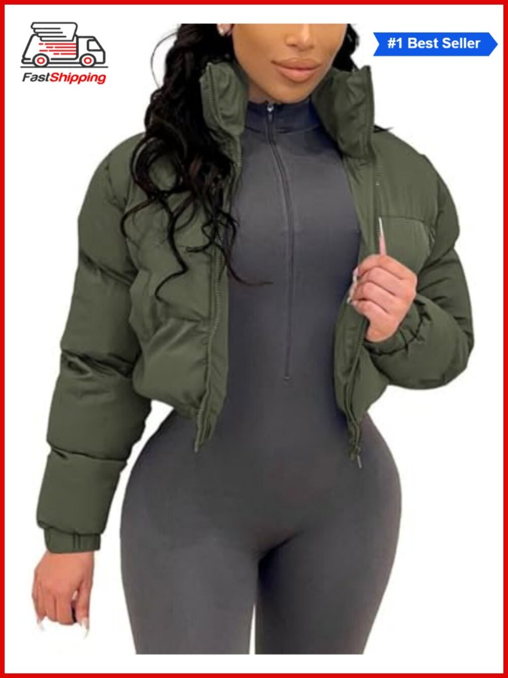 ✨ Gihuo Cropped Puffer Jacket Quilted Lightweight Winter Coat Zip Up